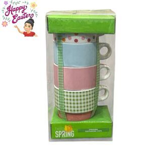 Hello Spring 4 Stacking Ceramic Cappuccino Cups